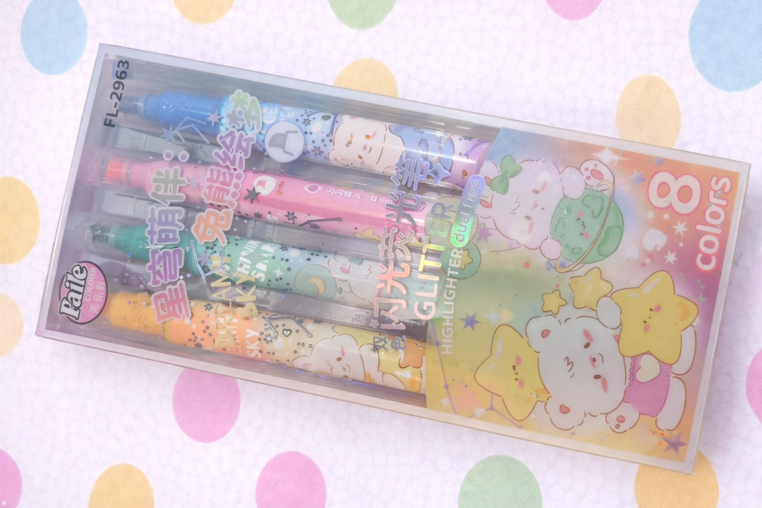 Kit Marca Texto duplo com glitter 8 cores